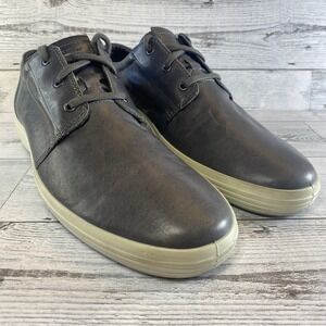 Ecco Shoes Mens 47 13 Gray Leather Lace Up Casual Dress DriTan Danish Design Fun